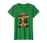 Marvel Deadpool & Wolverine Ready to Fight Epic Teamup T-Shirt, Damen, Dunkelgrün, S
