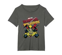 Marvel Deadpool & Wolverine Ready to Fight Epic Teamup T-Shirt, Damen Große Größen, Anthrazit, 1X