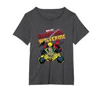 Marvel Deadpool & Wolverine Ready to Fight Epic Teamup T-Shirt, Damen Große Größen, Anthrazit Meliert, 4X