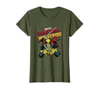 Marvel Deadpool & Wolverine Ready to Fight Epic Teamup T-Shirt, Damen, Olivgrün, XXL