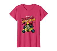 Marvel Deadpool & Wolverine Ready to Fight Epic Teamup T-Shirt, Damen, Rot Meliert, S