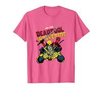 Marvel Deadpool & Wolverine Ready to Fight Epic Teamup T-Shirt, Herren, Rosa Meliert, M