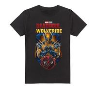 Marvel Unisex Deadpool Wolverine Torn Frame, Black T-Shirt, Schwarz, L