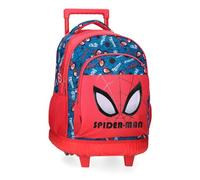 Marvel Disney, Spiderman Authentic, Vorschulrucksack, Schulrucksack, aus Polyester, breite und verstellbare Träger, Doppelfach, von Joumma Bags, rot, Rucksack mit Rädern