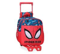 Marvel Disney, Spiderman Authentic, Vorschulrucksack, Schulrucksack, aus Polyester, breite und verstellbare Träger, Doppelfach, von Joumma Bags, rot, Rucksack 25 + Trolley