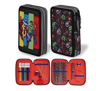 Marvel Federmäppchen für Jungen, Superhelden, Avengers, gefüllt, mit Schulbedarf, Geschenkidee für den Schulanfang