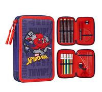 Marvel Federmäppchen Kinder Federtasche, Gefüllt Schulmäppchen Fächer Pencil Case, Federpenal Etui Spiderman Avengers Einschulung Junge (Spiderman Doble Zip)