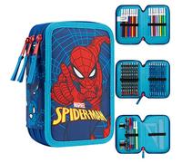 Marvel Federmäppchen Kinder Federtasche Junge Gefüllt Schulmäppchen Fächer Pencil Case Federmäppchen Jungen Schulmäppchen Federpenal Etui Spiderman Avengers Einschulung Junge (Spiderman Triple Zip)