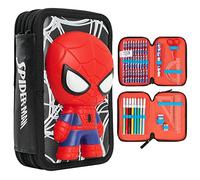 Marvel Federmäppchen Kinder Federtasche Junge Gefüllt Schulmäppchen Fächer Pencil Case Federmäppchen Jungen Schulmäppchen Federpenal Etui Spiderman Avengers Einschulung Junge (3D Spiderman)