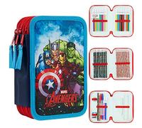Marvel Federmäppchen Kinder Federtasche Junge Gefüllt Schulmäppchen Fächer Pencil Case Federpenal Etui Spiderman Einschulung Junge (Avengers Triple Zip)