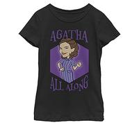 Marvel Film WandaVision Far Out Girl's Solid Crew Tee, Black, X-Small