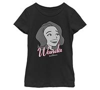Marvel Film WandaVision Wanda Smiles Girl's Solid Crew Tee, Black, X-Small