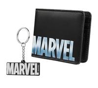 Marvel Geldbeutel mit Schlüsselanhänger - Portmonee Herren mit Kartenfächern und klarem ID-Fach (Schwarz Marvel)