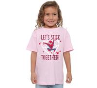 Marvel Girl's Spiderman Valentine's Day Stick Together Girls T-Shirt, Pink, 5-6 Jahre