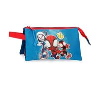 Marvel Go Webs Go Federmäppchen mit drei Fächern, Blau, 22 x 12 x 5 cm, Polyester