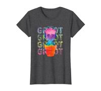 Marvel Groot Headphones & Flowerpot Rainbow Colors T-Shirt, Damen, Anthrazit Meliert, M