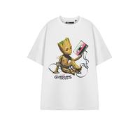 Marvel Guardians of The Galaxy Herren-T-Shirt mit kurzen Ärmeln, Weiß | T-Shirt mit Groot-Charakter-Grafikdruck für Erwachsene | Offizielles Shirt-Merchandise-