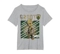 Marvel Guardians Vol. 2 Baby Groot Shield Graphic T-Shirt C2 T-Shirt, Damen Große Größen, Grau Meliert, 4X
