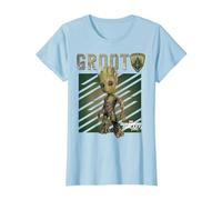 Marvel Guardians Vol. 2 Baby Groot Shield Graphic T-Shirt C2 T-Shirt, Damen, Himmelblau, 3XL