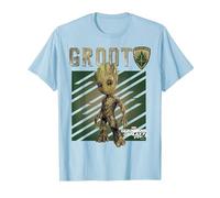 Marvel Guardians Vol. 2 Baby Groot Shield Graphic T-Shirt C2 T-Shirt, Herren, Himmelblau, L