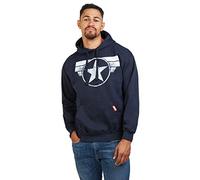 Marvel Herren Captain America - Cap Logo Kapuzenpullover, Blau (Navy Navy), S EU