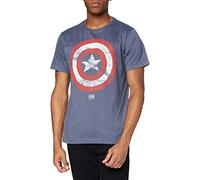 Marvel Herren Captain America Shield T-Shirt, Graublau, XXL EU