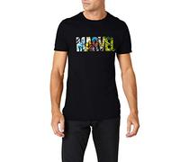 Marvel Herren Comic Strip Logo T-Shirt, Schwarz, L EU