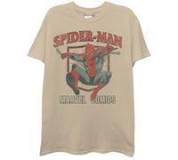 Marvel Herren Comics Spider-Man Swinging Kurzarm T-Shirt, Sand, Klein