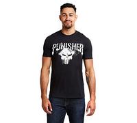 Marvel Herren Punisher Text T-Shirt, Schwarz, XL