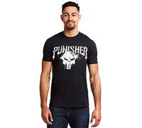 Marvel Herren Punisher Text T Shirt, Schwarz, S EU