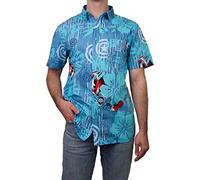 Marvel Herren Shirt Hemd mit Button-Down-Kragen, Blau/Aqua Cap Island, L
