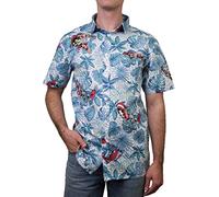 Marvel Herren Shirt Hemd mit Button-Down-Kragen, Weiß Retro Paradise, Mittel