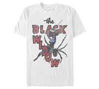 Marvel Herren Thrifted Black Widow T-Shirt, Weiß, Groß