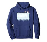 Marvel Holiday Snow Logo with Rocket Raccoon and Snowman Pullover Hoodie, Unisex für Erwachsene, Marineblau, XL