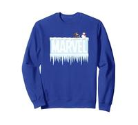 Marvel Holiday Snow Logo with Rocket Raccoon and Snowman Sweatshirt, Unisex für Erwachsene, Königsblau, M