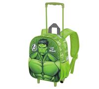 Marvel Hulk Rage-Kleiner 3D Rucksack mit Rädern, Grün, 26 x 34 cm, Kapazität 7 L
