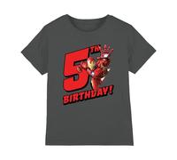 Marvel Iron Man Birthday 5 Kinder T-Shirt, Anthrazit, 7-8 J