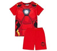 Marvel Iron Man Jungen-Pyjama-Set | Kinder Iron Man T-Shirt und Shorts Pyjamas | Kraftvolles rotes Anzugdesign | Offizielle Ware kleine Superhelden