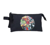 Marvel Joumma Avengers to The Power, Dreifach-Federmäppchen, schwarz, 22 x 12 x 5 cm, Polyester, Schwarz, Dreifaches Federmäppchen