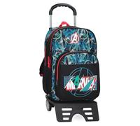 Marvel Joumma Shield Schulrucksack mit Trolley, Schwarz, 30 x 40 x 13 cm, Polyester, 15,6 l, Schwarz, Schulrucksack mit Trolley