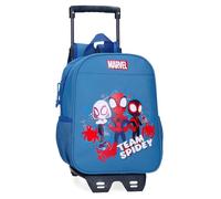 Marvel Joumma Team Spidey Vorschulrucksack mit Wagen in Blau, 23 x 28 x 10 cm, Polyester, 6,44 l, blau, Talla única, Kindergarten-Rucksack