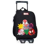 Marvel Joumma Versus Spidey Vorschulrucksack mit Trolley, schwarz, 21 x 25 x 10 cm, Polyester, 6,44 l, Schwarz, Talla única, Rucksack anpassbar an Trolley