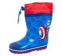 Marvel Jungen Captain America Gummistiefel mit Schnürung Kinder Avengers Gummistiefel Wellingtons Wellys, Blau, 32 EU