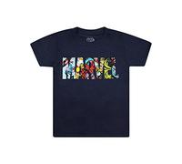 Marvel Jungen Logo Characters T-Shirt, Navy, 12-13 Years