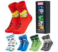 Marvel Jungen Socken, Leichte und atmungsaktive Crew Socks im 5er-Pack(Mehrfach,30-35 EU)