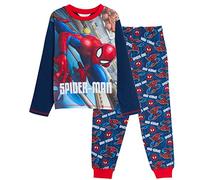 Marvel Jungen Spiderman-Pyjama mit Avengers design,langärmliges T-Shirt,Bündchen 7-8 Jahre Marine