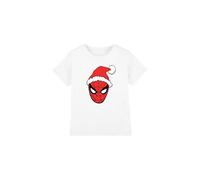 Marvel Jungen Spiderman Santa Hat Unisex Kids T-Shirt, Weiß, 3-4 Jahre EU