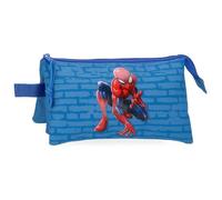 Joumma Marvel Spiderman-Etui mit 3 Fächern, Blau, 22 x 12 x 5 cm, Polyester, 1,32 l, blau, Talla única, Dreifachmäppchen