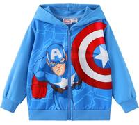Marvel Kapuzenpullover mit Reißverschluss, Spider-Man, leicht, Cardigan, Spider-Verse, Venom-Outfit, Kleinkinder, Jungen, Mädchen, Kinder 2-12 Jahre, Captain America-Blau, 6-7 Jahre