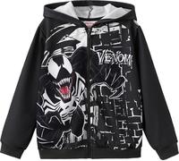 Marvel Kapuzenpullover mit Reißverschluss, Spider-Man, leicht, Cardigan, Spider-Verse, Venom-Outfit, Kleinkinder, Jungen, Mädchen, Kinder 2-12 Jahre, Venom-Dark Grey, 11-12 Jahre